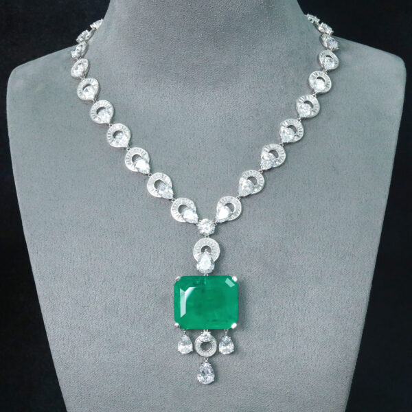 #193 Pendant chain, all 925 silver gold-plated high-carbon diamond wood with green necklaces, fashionable and versatile