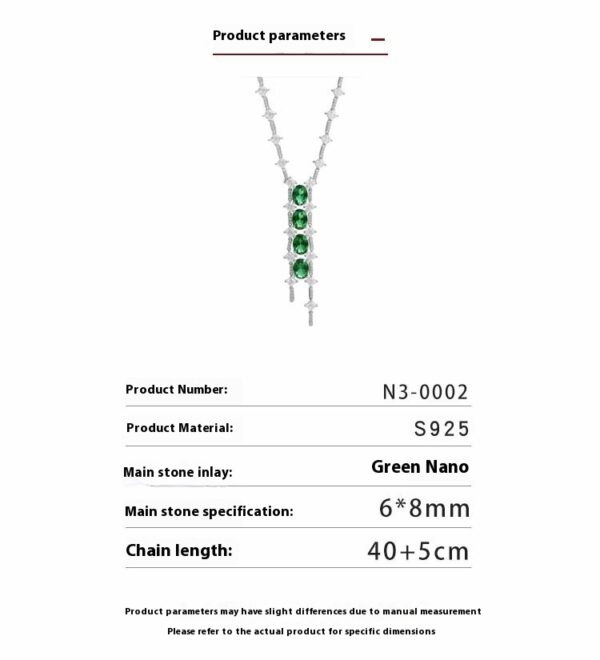 #163 S925 Silver Light Luxury Exquisite High-end Cultivated emerald necklace with chain - Image 11