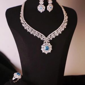 #101 925 Silver-inlaid Zircon Necklace and Earring set