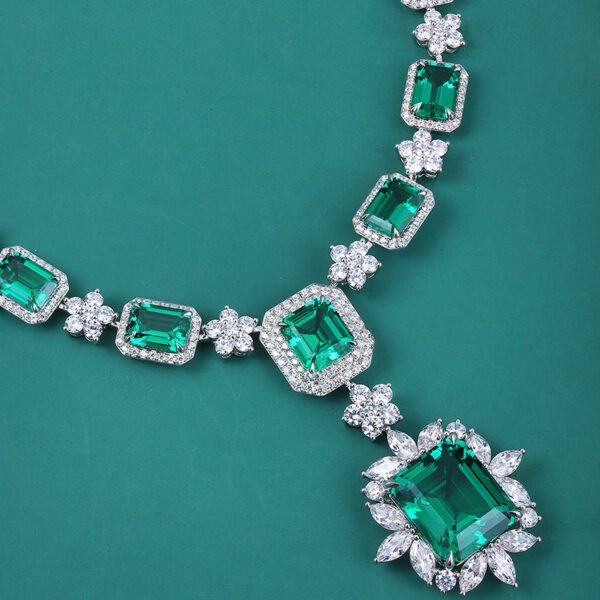 #216 S925 silver laboratory-grown emerald necklace. Main stone: 33.6 carats - Image 2