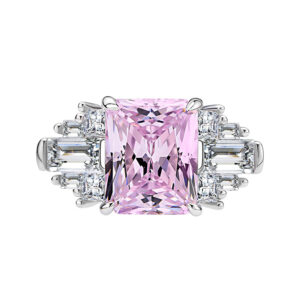 # 203 S925 Silver micro-set zircon 8*10 ice flower cut ring, high-carbon diamond square large diamond ring for girls