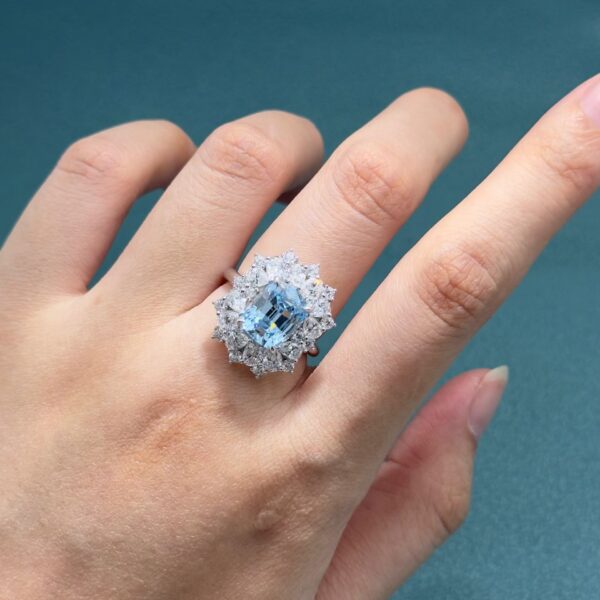 # 35 S925 Silver Aquamarine 4-carat Moissanite ring - Image 2