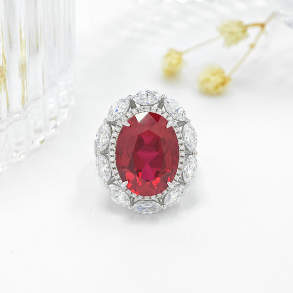 #155 S925 Silver Light Luxury, Exquisite and high-end Cultivated ruby and Sapphire ring - Image 3