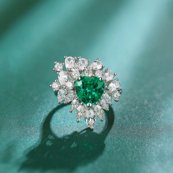 #303 S925 silver large-carat laboratory-grown emerald ladies' evening necklace - Image 4