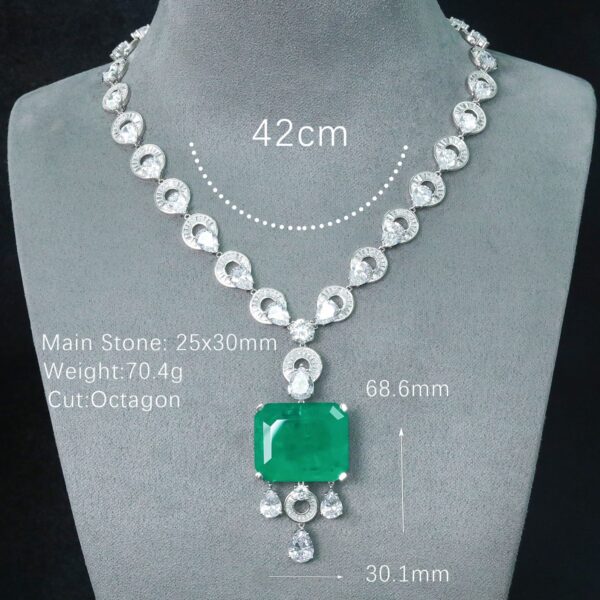 #193 Pendant chain, all 925 silver gold-plated high-carbon diamond wood with green necklaces, fashionable and versatile - Image 4