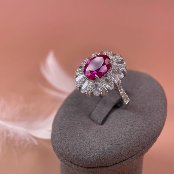 #140 S925 Silver Light Luxury Exquisite High-end 5-carat cultivated sapphire ring - Image 2