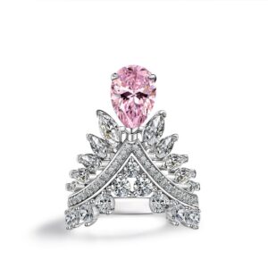 #276 New S925 Silver 2ct Pear-Shaped 7*10mm Feather Crown High-Carbon Diamond Ladies' Ring