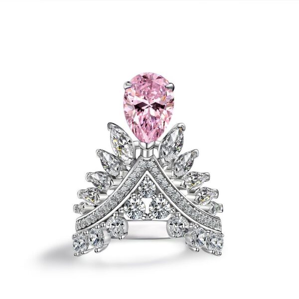 #276 New S925 Silver 2ct Pear-Shaped 7*10mm Feather Crown High-Carbon Diamond Ladies' Ring