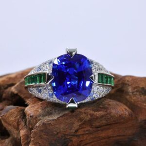 # 135 S925 Silver Light Luxury Exquisite High-end feel 9.45ct Grand set cultivated Kashmir Royal Sapphire ring