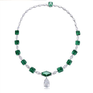 #302 S925 silver fashion evening lady's necklace, cultivated emerald necklace, collar chain
