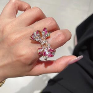 #159 S925 Silver Light Luxury Exquisite High-end personalized Women's Open Ring Bow ring
