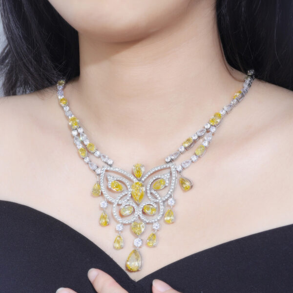 364# S925 silver laboratory-grown diamond women's evening party butterfly necklace - Image 3