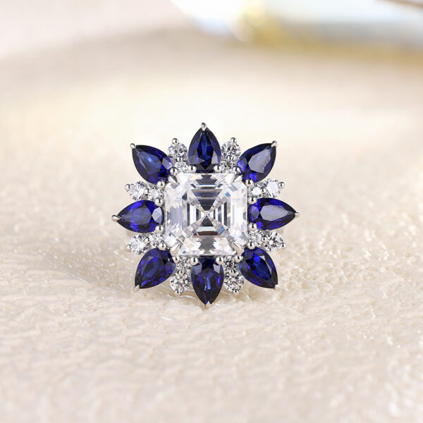 #266 S925 silver laboratory-grown blue sapphire necklace, earrings, and ring - Image 7