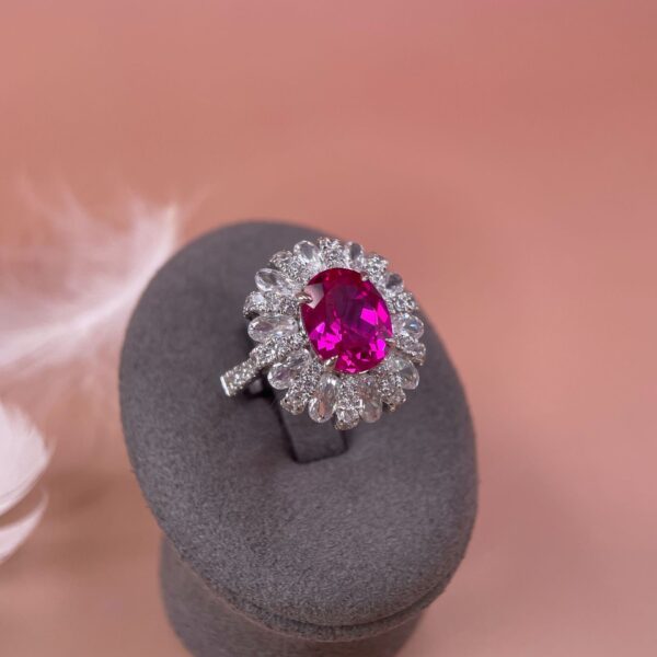 #140 S925 Silver Light Luxury Exquisite High-end 5-carat cultivated sapphire ring - Image 4