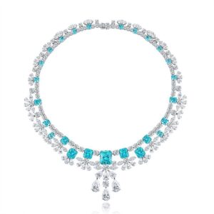 #274 S925 Silver Laboratory-Grown Paraiba Necklace - Women's Necklace