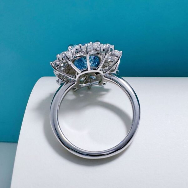 # 35 S925 Silver Aquamarine 4-carat Moissanite ring - Image 4