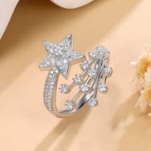 # 162 S925 Silver Light Luxury Exquisite Galaxy Five-pointed Star Full Sky Ring
