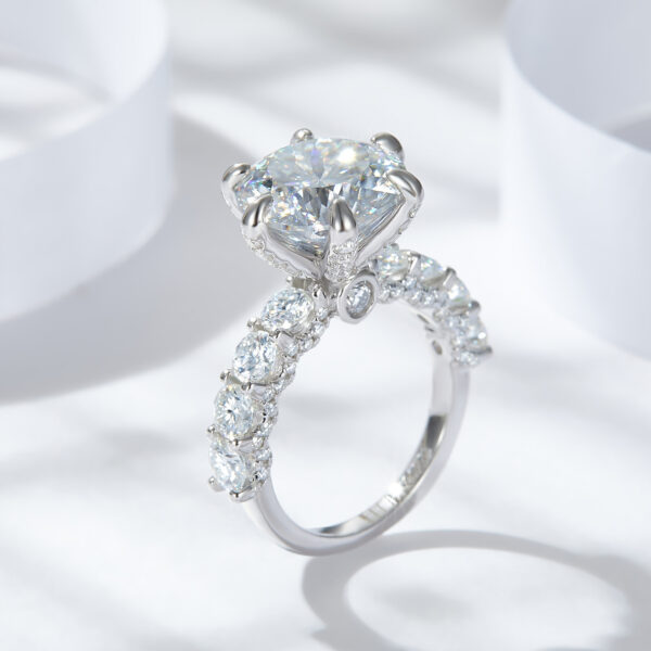 #164 Fashionable and high-end 11mm, 5-carat firework cut ring wedding ring - Image 3