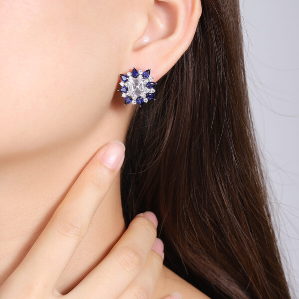 #266 S925 silver laboratory-grown blue sapphire necklace, earrings, and ring - Image 10