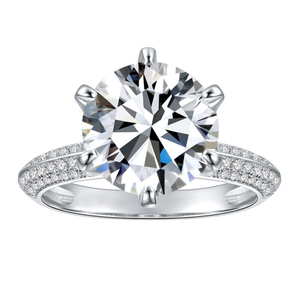 #141 S925 Silver Light Luxury Exquisite High-end 5-carat Moissanite round women's ring - Image 6