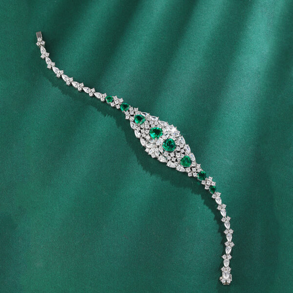 #303 S925 silver large-carat laboratory-grown emerald ladies' evening necklace - Image 5
