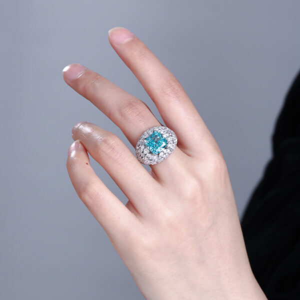 #206 S925 Pure Silver Gold Plated High Carbon Diamond Ice Flower Cut Ring for Women - Image 3