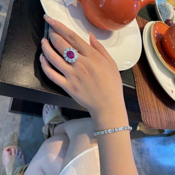 #140 S925 Silver Light Luxury Exquisite High-end 5-carat cultivated sapphire ring - Image 8