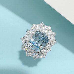 # 35 S925 Silver Aquamarine 4-carat Moissanite ring