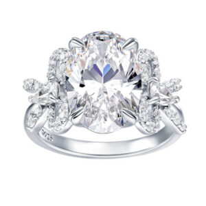 #285 925 sterling silver plated with gold, butterfly-shaped pendant, pigeon egg-shaped diamond ring, G color high-carat diamond, oval shape, 6 carats, engagement ring
