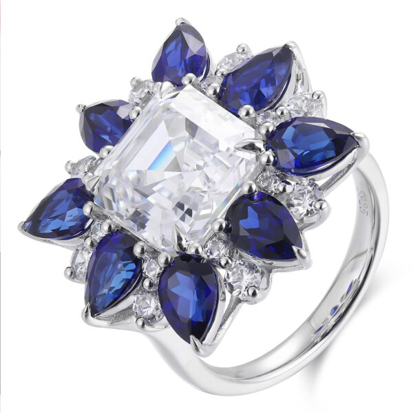 #266 S925 silver laboratory-grown blue sapphire necklace, earrings, and ring - Image 11