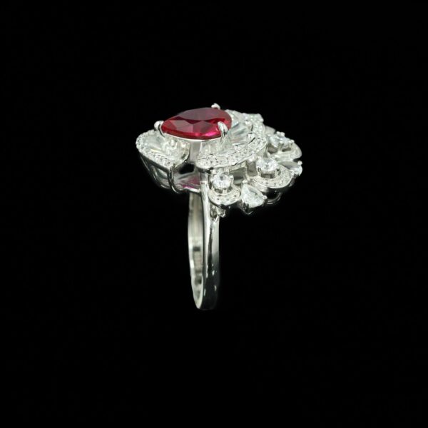#198 925 Silver-gold-plated ring, high-carbon diamond GRC cultivated ruby girls' ring - Image 2