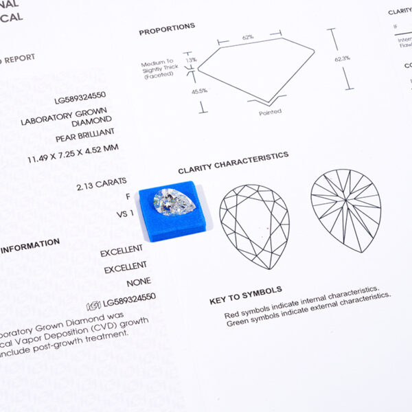 48# 3.08CT+E+VVS2 Pear-shaped IGI certified laboratory-grown diamond - Image 4
