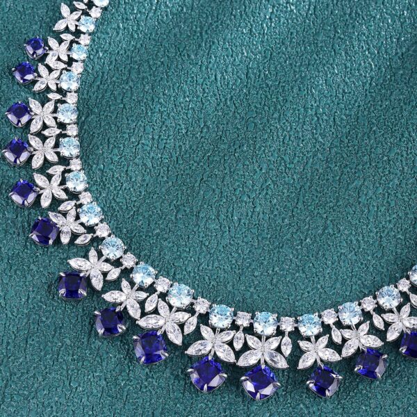 #272 S925 Silver Laboratory-Grown Sapphire Necklace for Ladies - Image 3