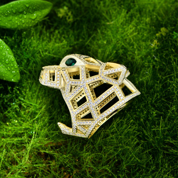 #204 S925 Silver micro-set zircon leopard head ring, an exaggerated and distinctive high-carbon diamond ring - Image 5