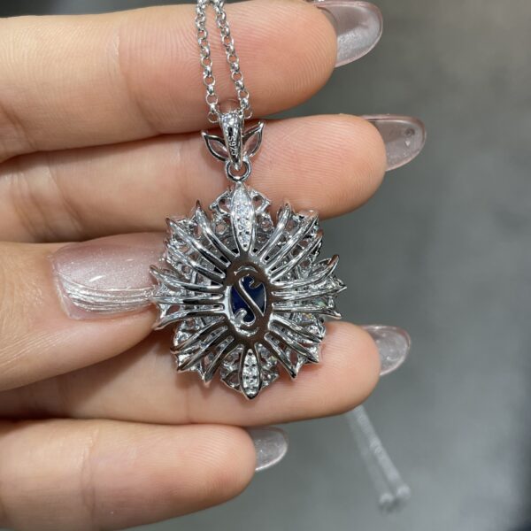 #207 S925 Silver Gold-Plated Lab-Grown Sapphire Ring and Necklace Light Luxury Jewelry Set - Image 9