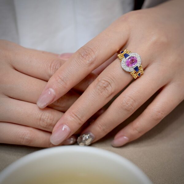 # 137 S925 Silver Light Luxury, Exquisite and high-end 1.6ct cultivated pink sapphire ring - Image 6