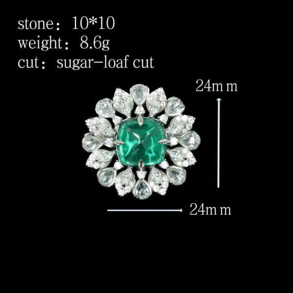 #196 925 Silver gold-plated ring, high-carbon diamond wood with green sugar tower shape, exquisite girls' ring - Image 7