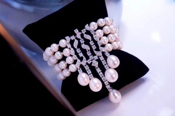 #95 925 Silver inlaid Zircon Natural freshwater Pearl Necklace and Bracelet set - Image 6