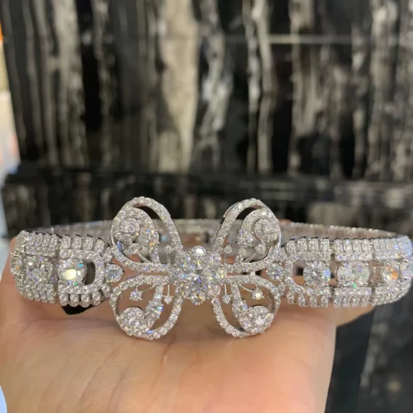 #110 925 silver-inlaid zircon bow necklace, handcrafted necklace - Image 7