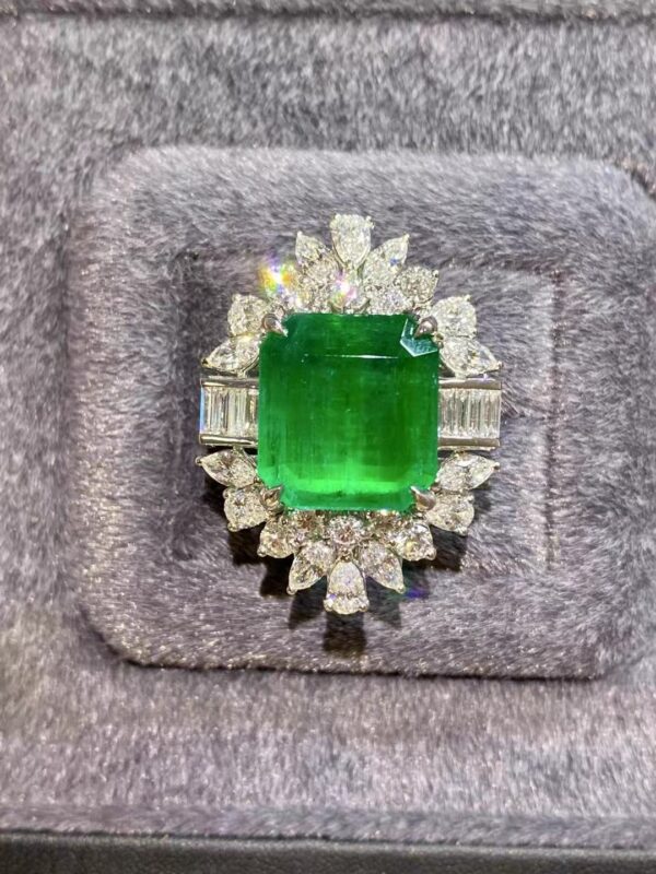 403#High end fashion natural emerald ring pendant necklace with three use main stone 18.76 carats 18k gold and diamond LD certificate - Image 7