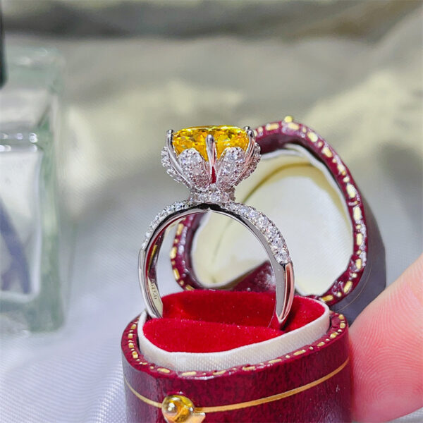 #223 925 sterling silver 5-carat yellow morganite ring, octagonal cut, large carat, women's ring - Image 3