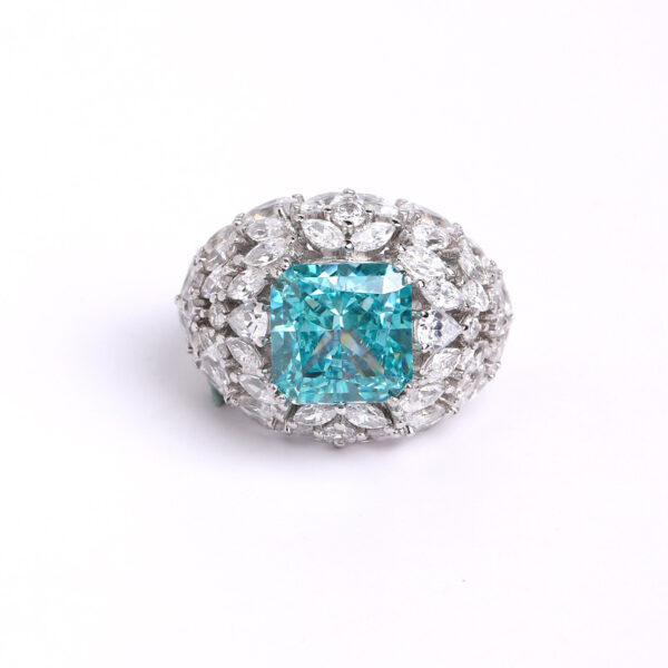 #206 S925 Pure Silver Gold Plated High Carbon Diamond Ice Flower Cut Ring for Women