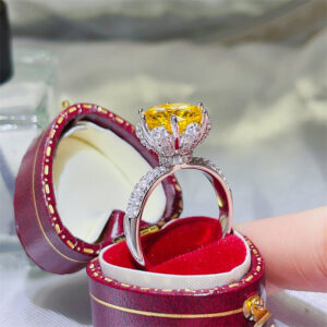 #223 925 sterling silver 5-carat yellow morganite ring, octagonal cut, large carat, women's ring