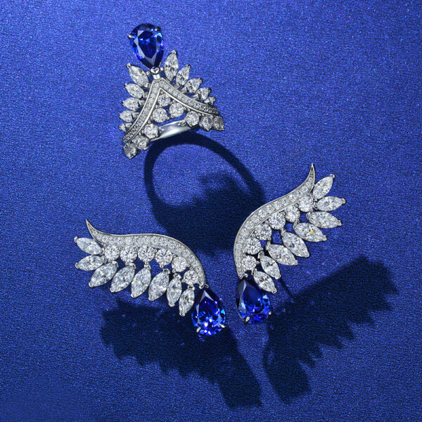 #276 New S925 Silver 2ct Pear-Shaped 7*10mm Feather Crown High-Carbon Diamond Ladies' Ring - Image 8