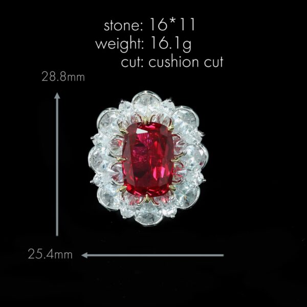 #199 925 silver-gold-plated ring, high-carbon diamond GRC cultivated ruby rose cut flower girls' ring - Image 4