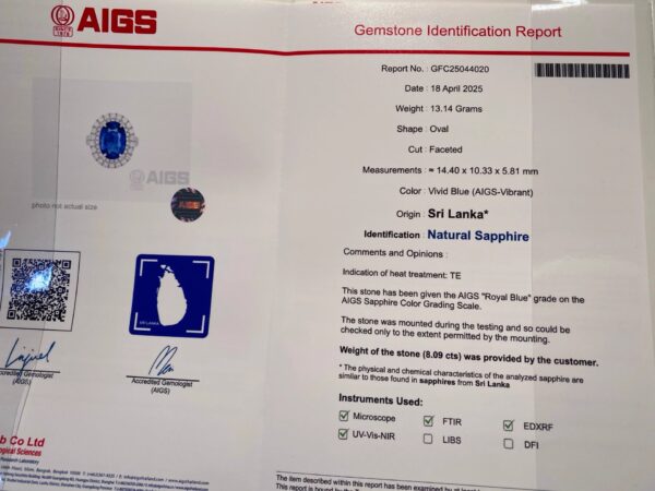 402#AIGS High Order Fashionable Natural Sri Lanka Royal Blue Sapphire Ring Main Stone 8.09 Carat ww - Image 7