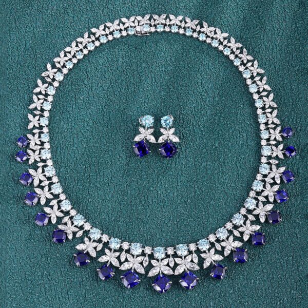 #272 S925 Silver Laboratory-Grown Sapphire Necklace for Ladies - Image 5
