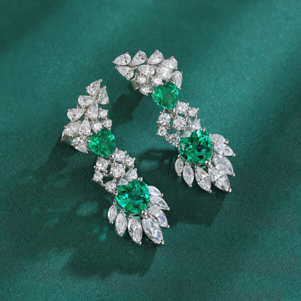 #303 S925 silver large-carat laboratory-grown emerald ladies' evening necklace - Image 7