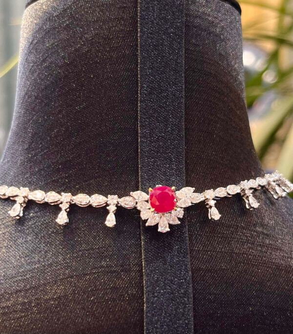 397#High end fashion natural Burmese pigeon blood red ruby necklace with main stone of 29.35 carats and 18K gold inlaid with natural diamonds - Image 9