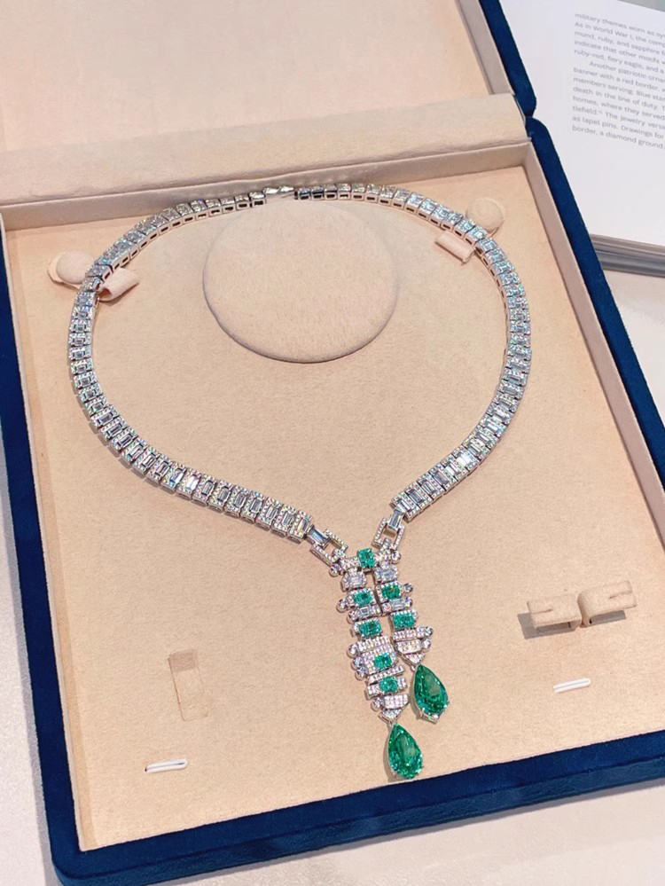 #427 S925 silver plated with gold, Paráiteba color cultivated diamond ladies' evening necklace - Image 5